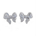 Crystal bowknot stud earrings - sparkling rhinestone bow design on alloy setting