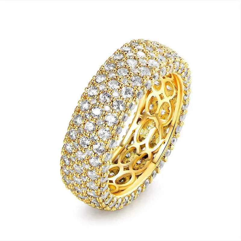 H360 Luxury Women's 18K Solid Gold Natural G Color Diamond Round Brilliant Cut Wedding Band