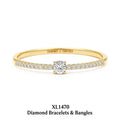 Diamond bracelet yellow gold - round brilliant cut D color natural diamonds on classic gold band