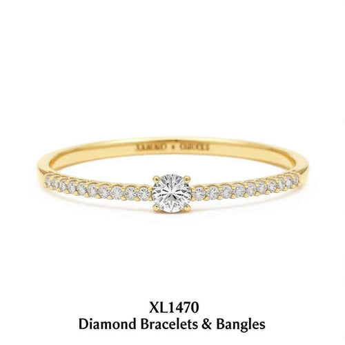 Diamond bracelet yellow gold - round brilliant cut D color natural diamonds on classic gold band