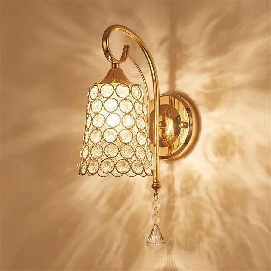 Luxury Crystal Bedside Wall Light Fixture - Elegant Home Decor