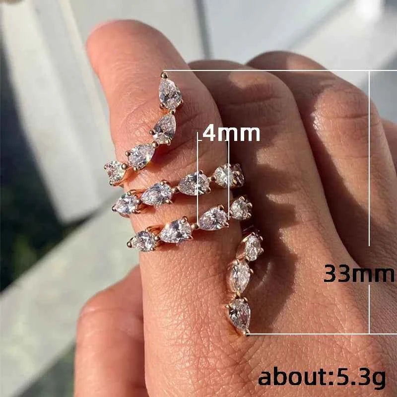 F354 Women's Eternity Band Rings Pear Cubic Zirconia Prong Setting Engagement Fashion Jewelry