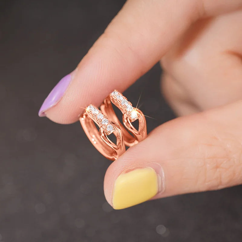 Rose Gold Diamond Earrings - Minimalist Round Brilliant Cut for Everyday Elegance