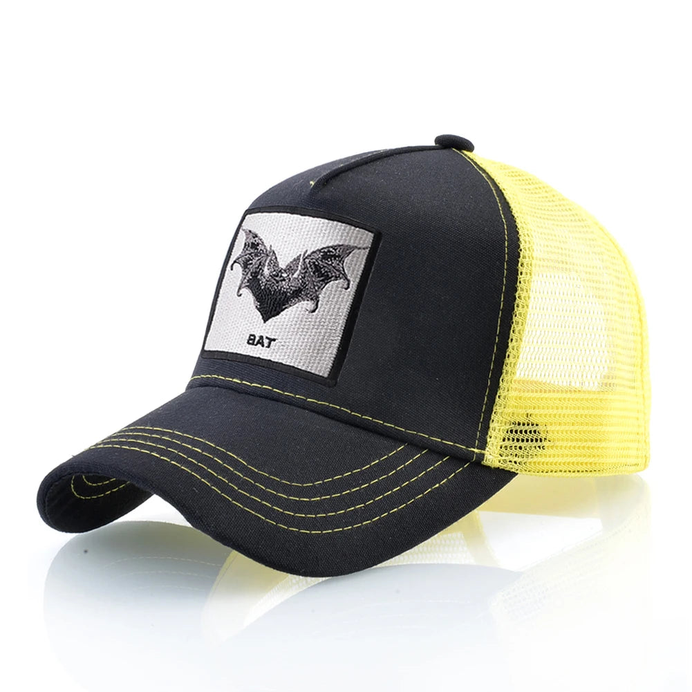 Bat Embroidery Baseball Cap - Premium Snapback Trucker Hat