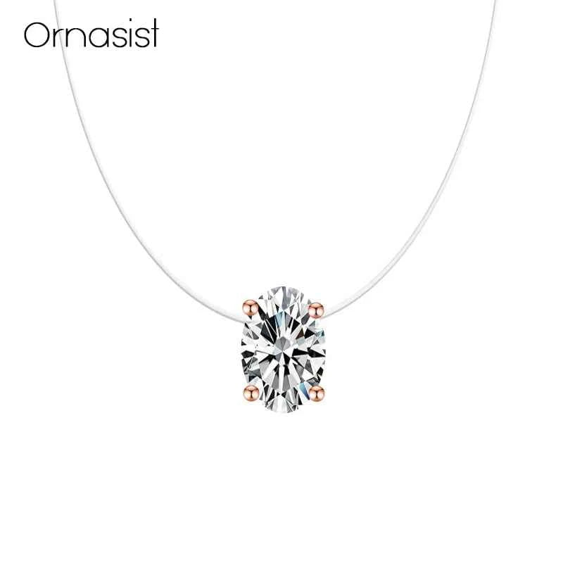 Elegant Oval Zircon Necklace - Invisible Transparent Choker