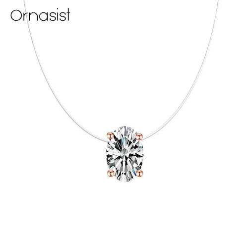 Elegant Oval Zircon Necklace - Invisible Transparent Choker
