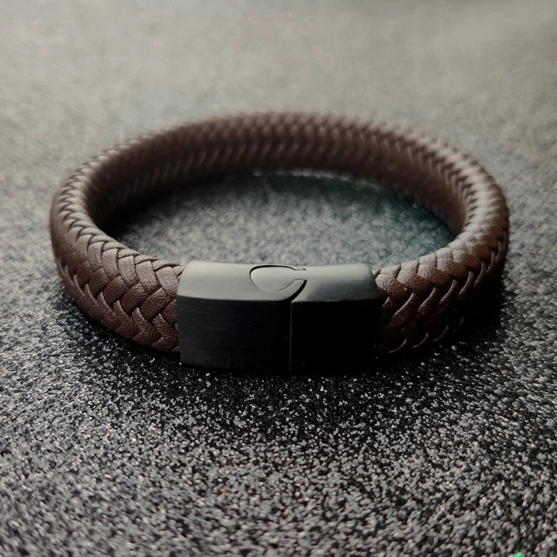 Premium Braided Leather Bracelet with Magnetic Clasp