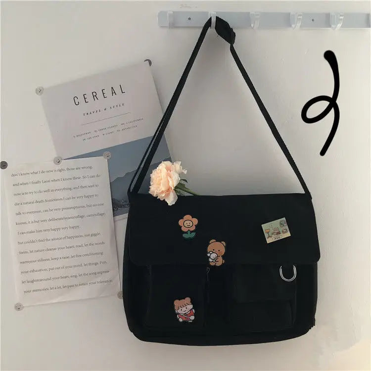 Elegant Canvas Crossbody Bag - Casual Satchel for Girls