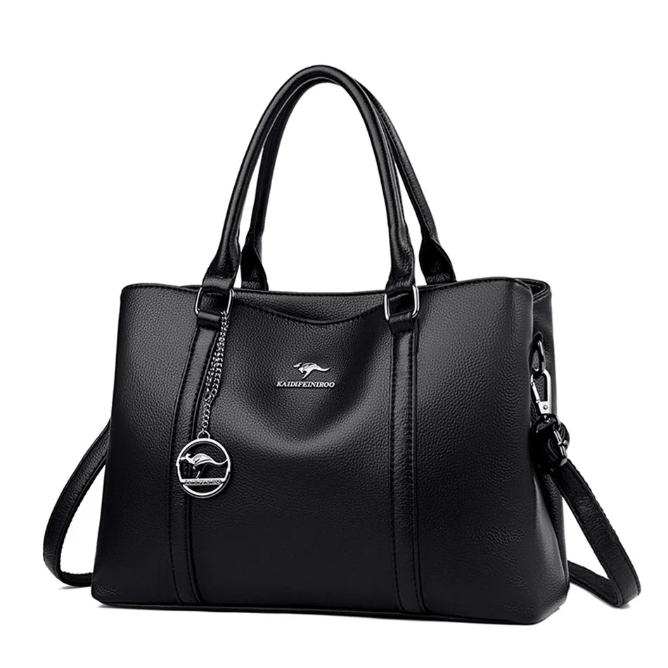 Luxury Leather Shoulder Bag - Elegant Crossbody Tote