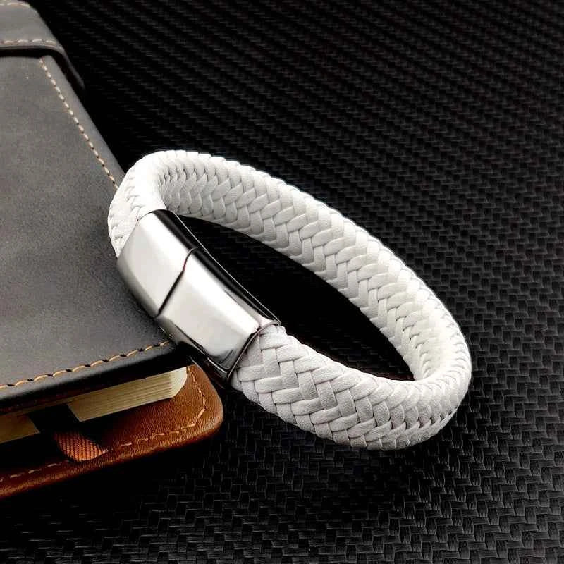 Premium Braided Leather Bracelet with Magnetic Clasp