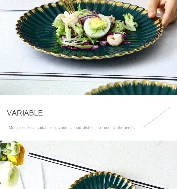 Elegant Vintage Ceramic Dinnerware Set - Gold Rim Design