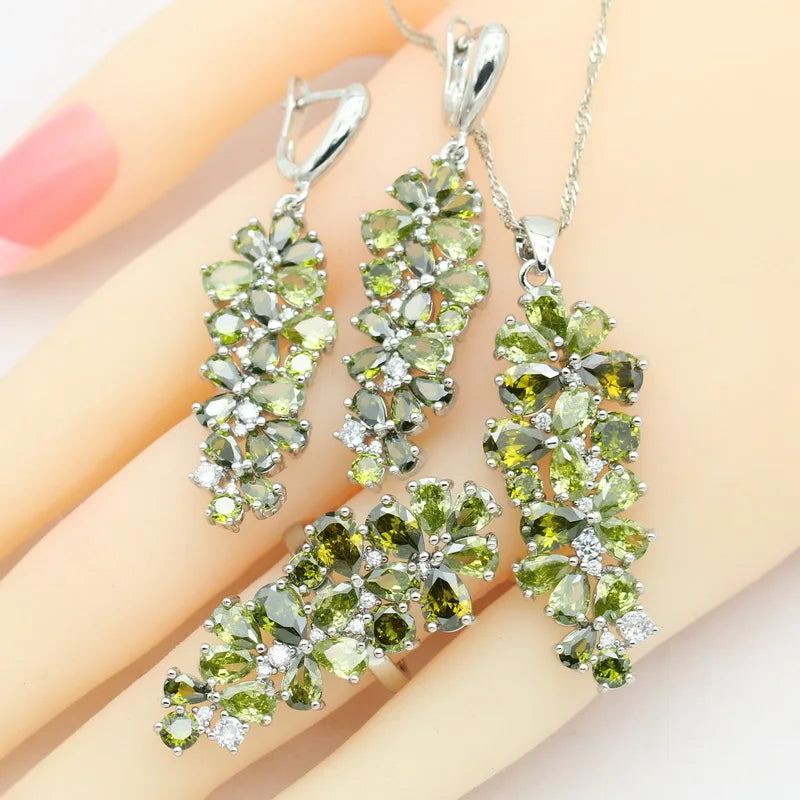 Luxury Multi Color Zirconia Wedding Jewelry Set
