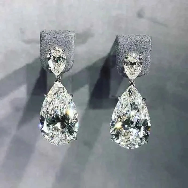Elegant Crystal Teardrop Dangle Earrings - Luxury Wedding Jewelry