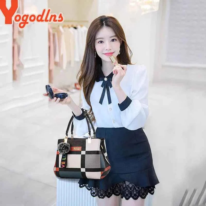 Luxury Plaid Shoulder Bag - Elegant Designer Messenger & Tote