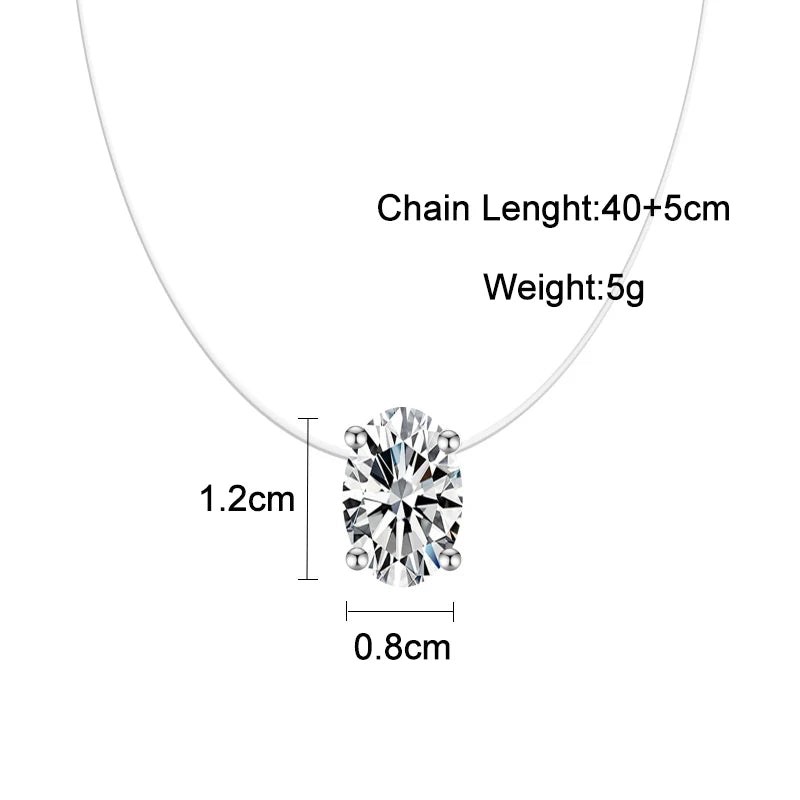 Elegant Oval Zircon Necklace - Invisible Transparent Choker