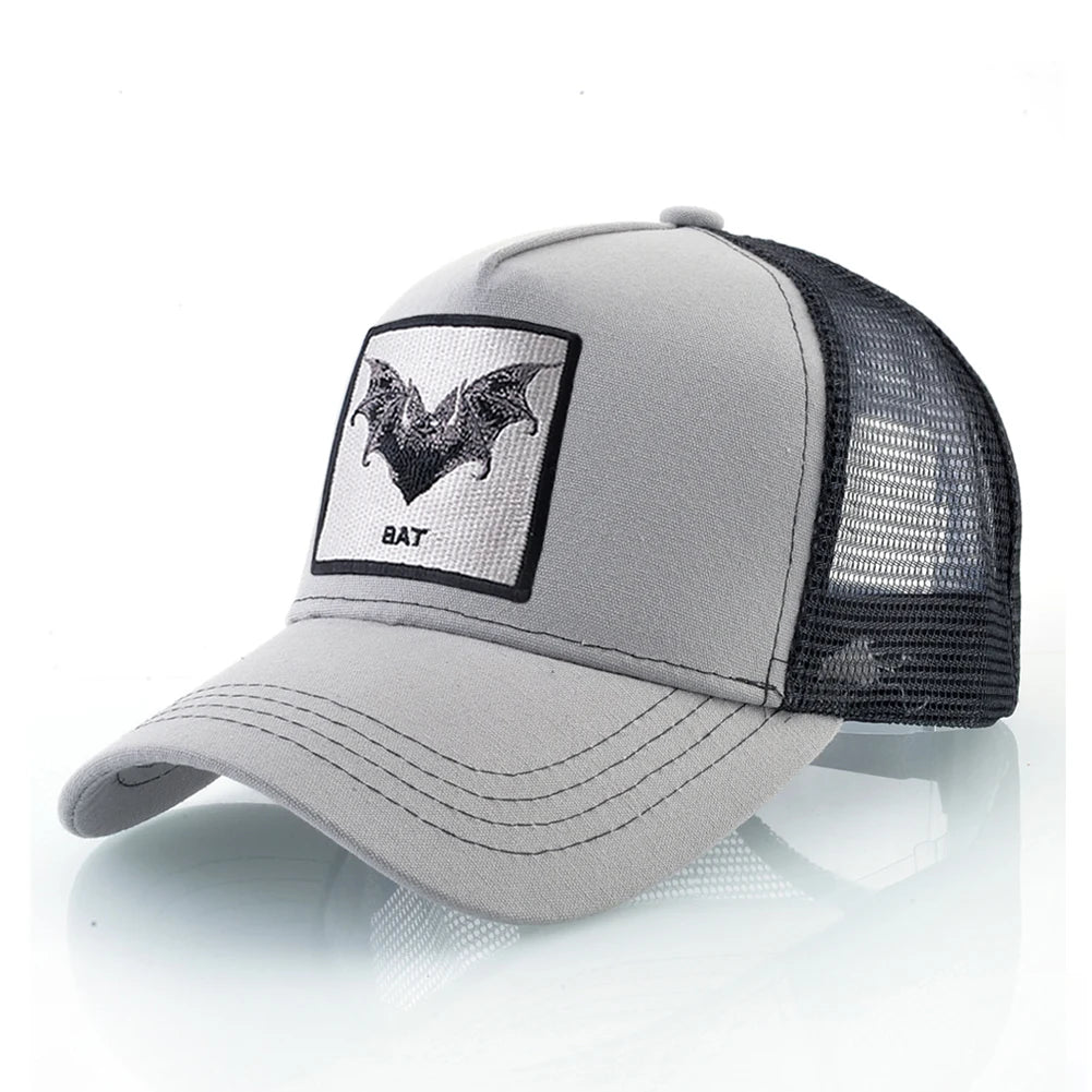 Bat Embroidery Baseball Cap - Premium Snapback Trucker Hat