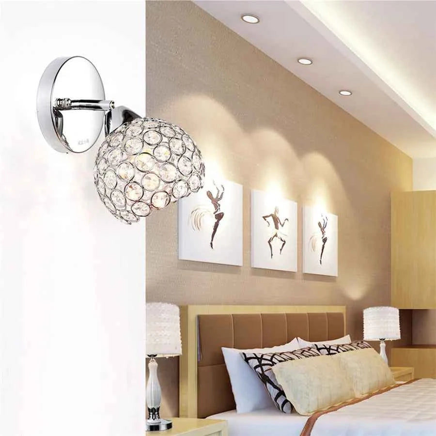 Luxury Crystal Bedside Wall Light Fixture - Elegant Home Decor