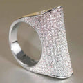Geometric cocktail ring - micro pave rhinestone band on finger for party wear