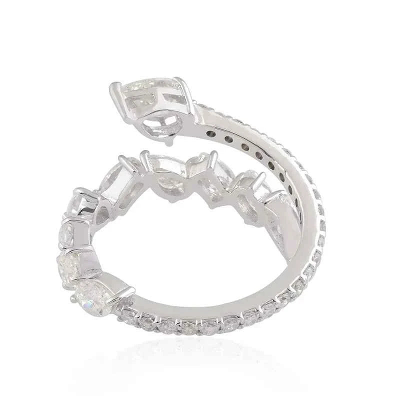 T0060 White Gold Diamond Ring Pear Cut Natural G Color Women's Engagement Jewelry