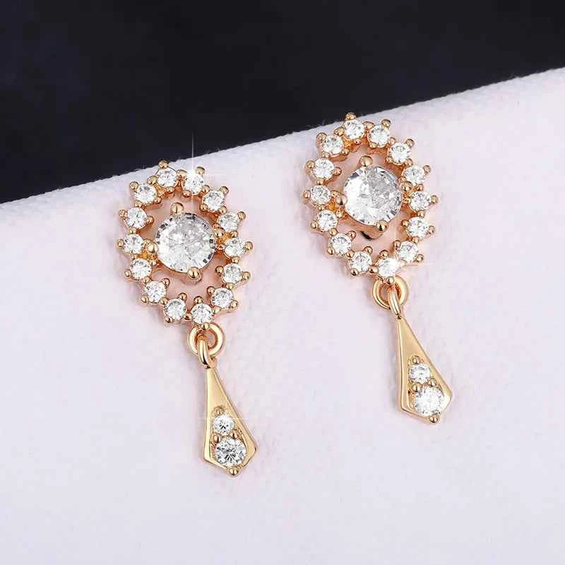 crystal flower drop earrings - white gold plated with claw-set crystals, elegant wedding jewelry