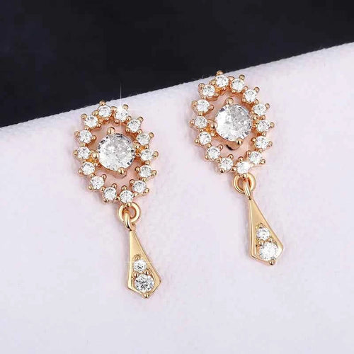 crystal flower drop earrings - white gold plated with claw-set crystals, elegant wedding jewelry