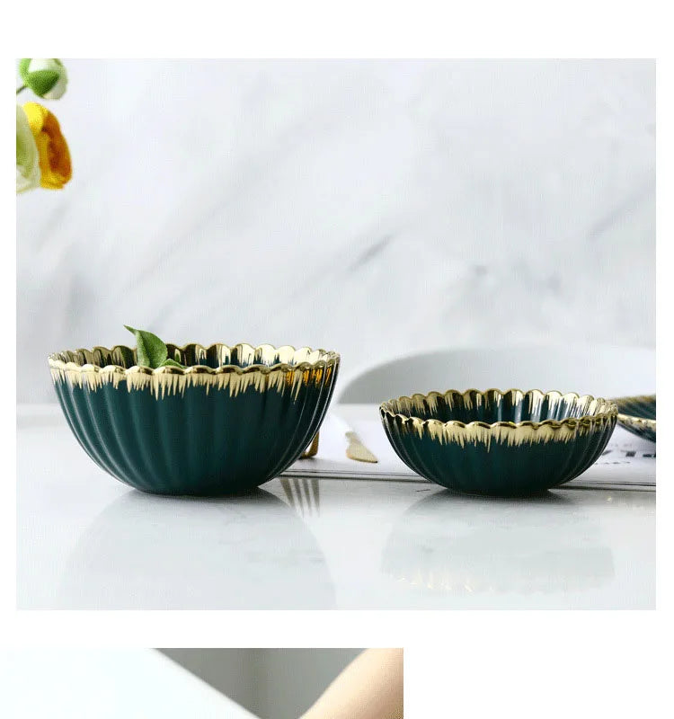 Elegant Vintage Ceramic Dinnerware Set - Gold Rim Design