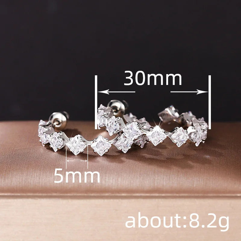 Princess Cut Eternity Ring - White Gold Diamond Pave Band