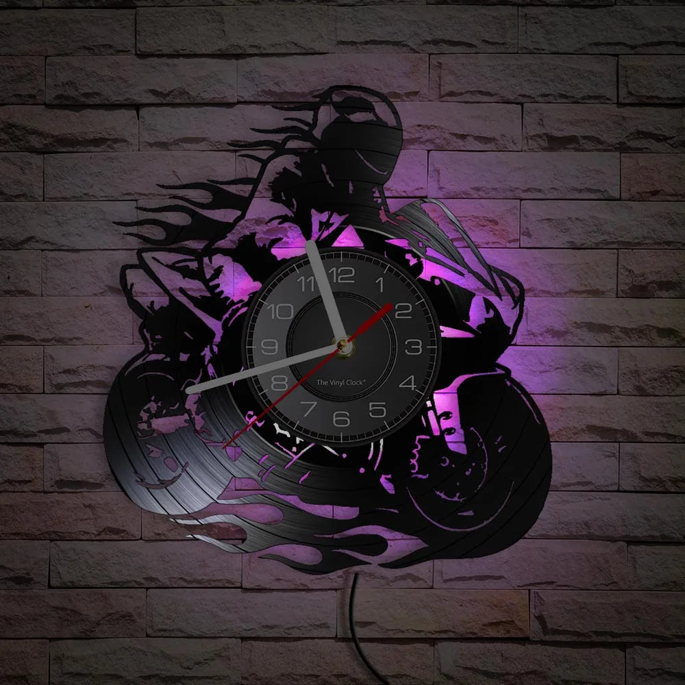 Professional Motorcycle Vinyl Wall Clock - Extreme Freestyle Decor