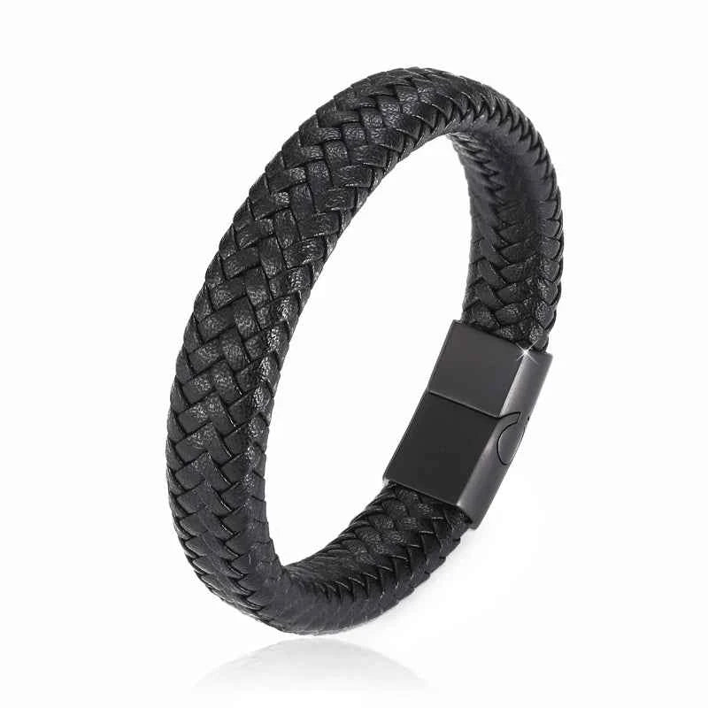 Premium Braided Leather Bracelet with Magnetic Clasp