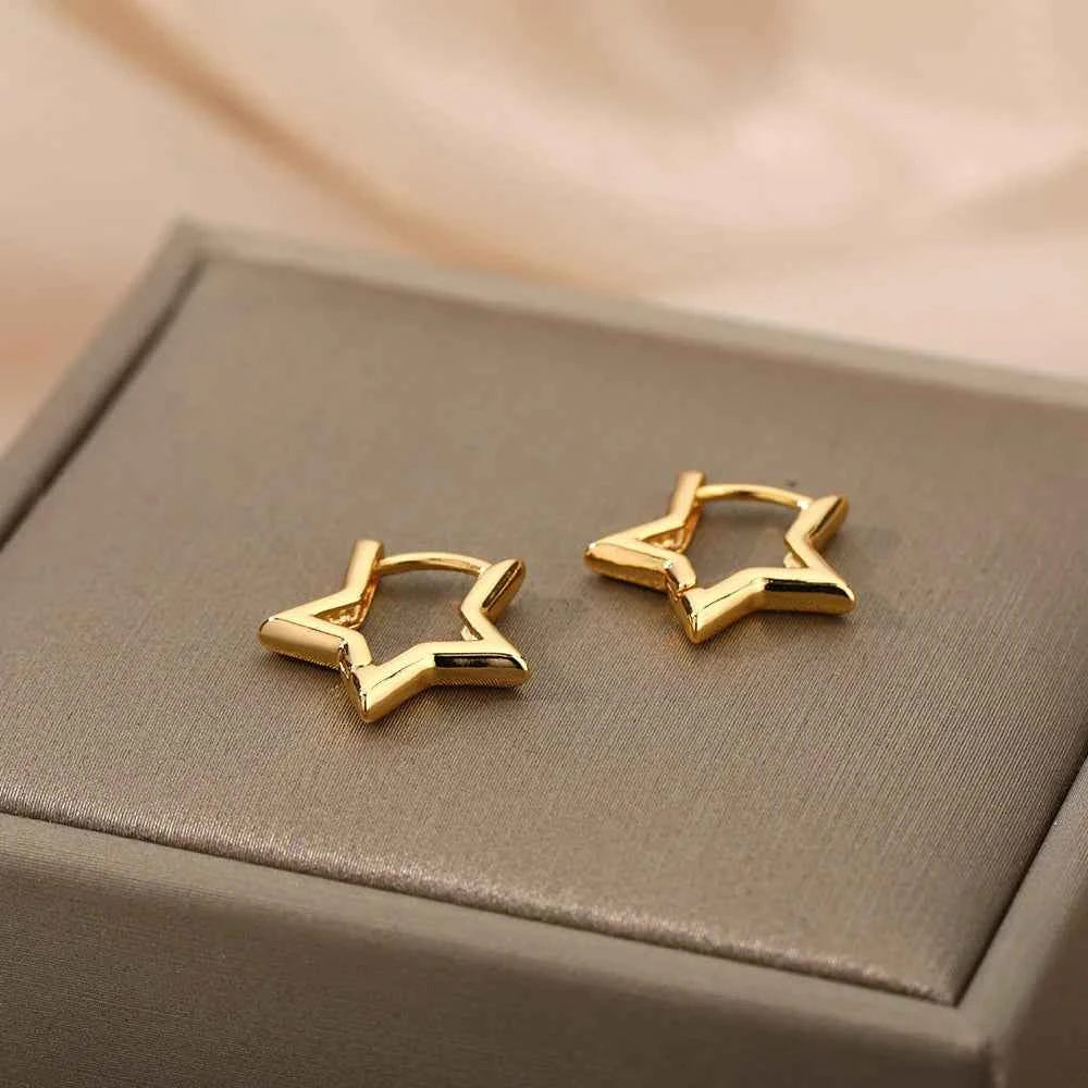 Elegant Star Hoop Earrings - Stainless Steel Y2K Jewelry
