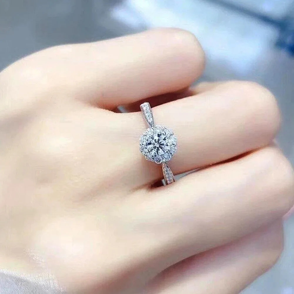 Elegant Halo Diamond Engagement Ring - White Gold Round Brilliant