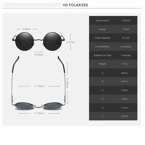 Classic Retro Round Polarized Sunglasses - UV400 Metal Frame