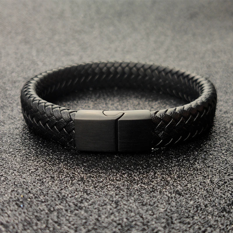 Premium Braided Leather Bracelet with Magnetic Clasp