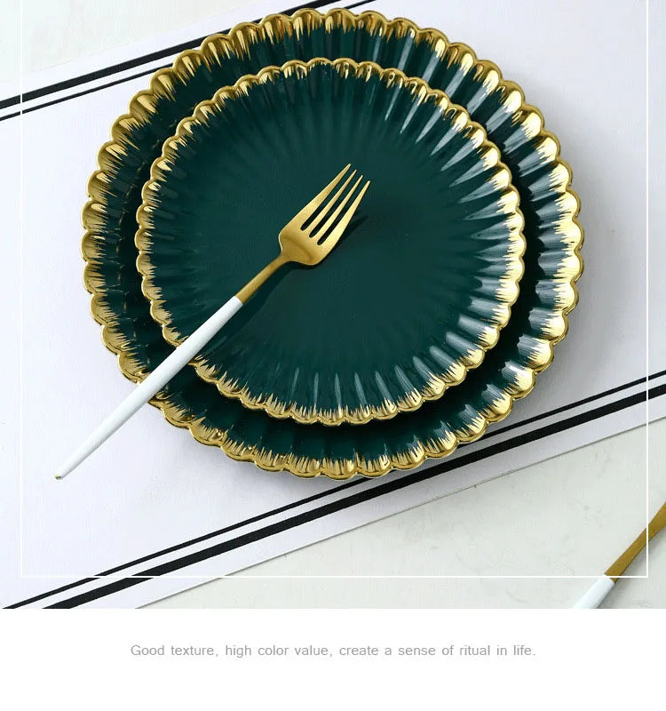 Elegant Vintage Ceramic Dinnerware Set - Gold Rim Design