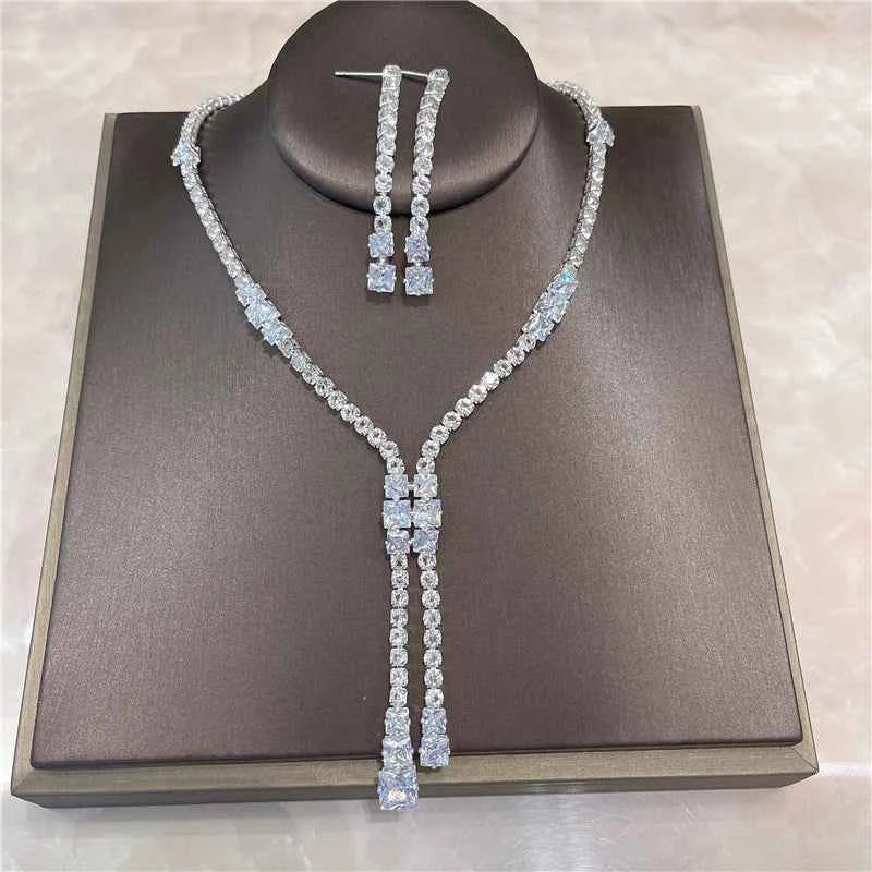 Elegant Crystal Tassel Wedding Jewelry Set - Silver & Gold