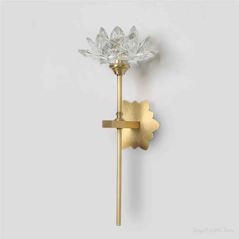 Elegant Crystal Wall Lamp - Lotus Shape LED Mirror Light
