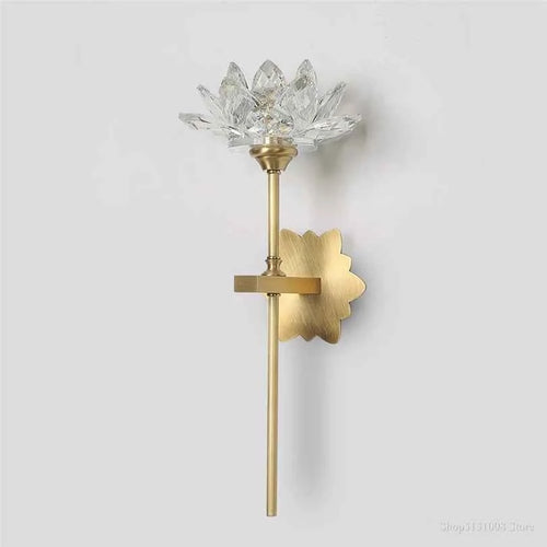 Elegant Crystal Wall Lamp - Lotus Shape LED Mirror Light