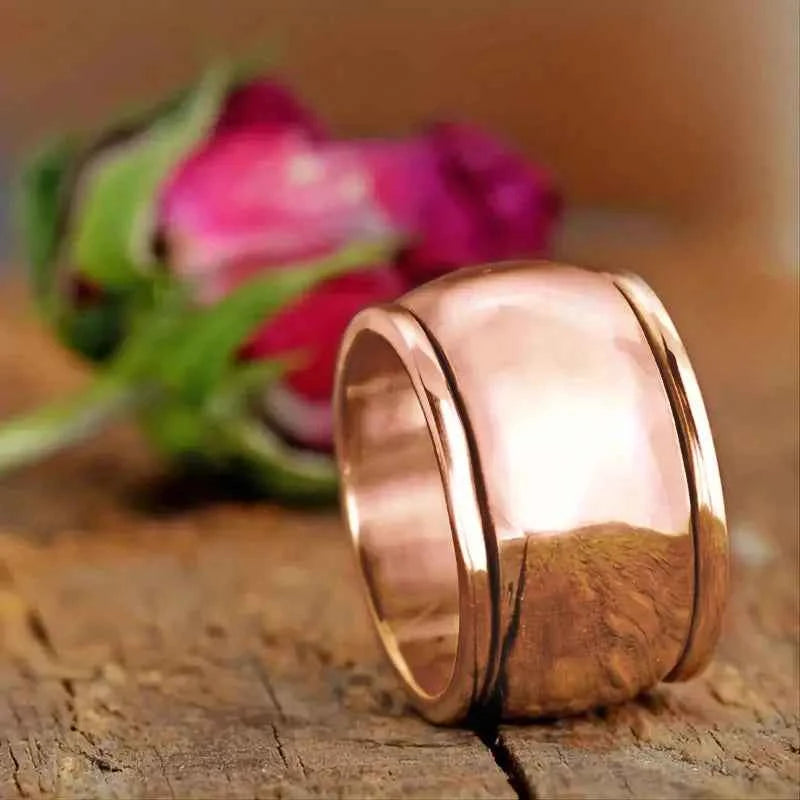 Modern Geometric Rose Gold Plated Tungsten Copper Wedding Band Ring Unisex Fashion Jewelry for Wedding Occasions