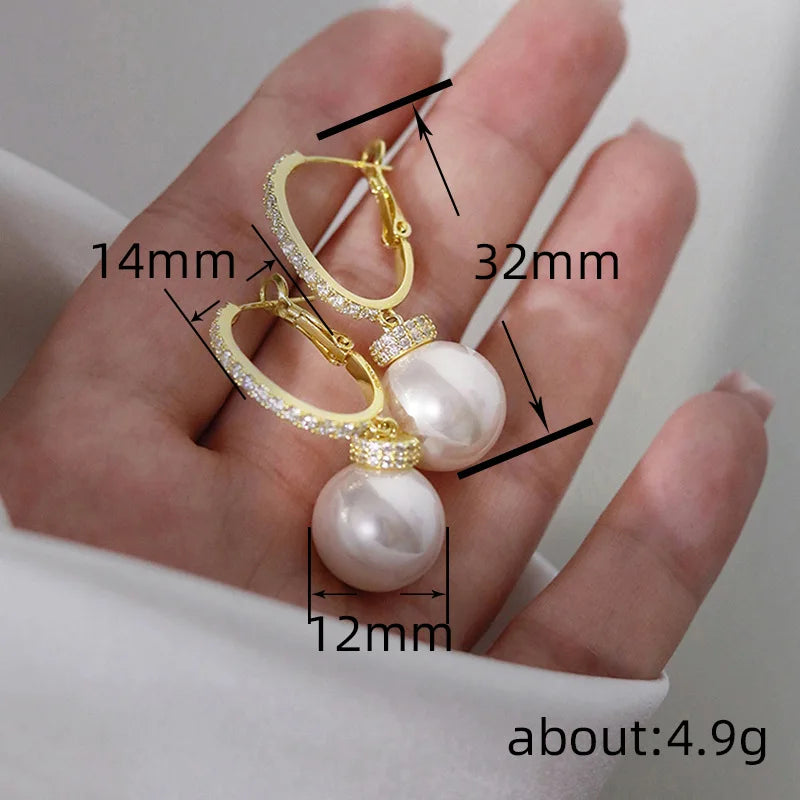 Elegant Cultured Pearl Hoop Earrings - 18K Gold Plated, AAA Grade