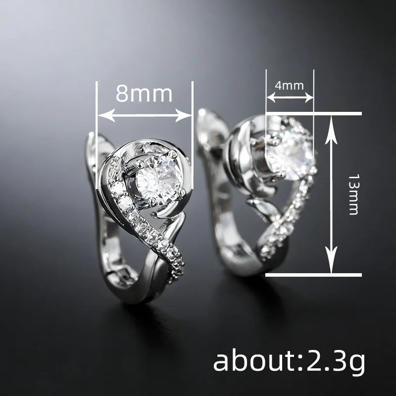 Elegant Round Brilliant Diamond Earrings - White Gold Wedding Style