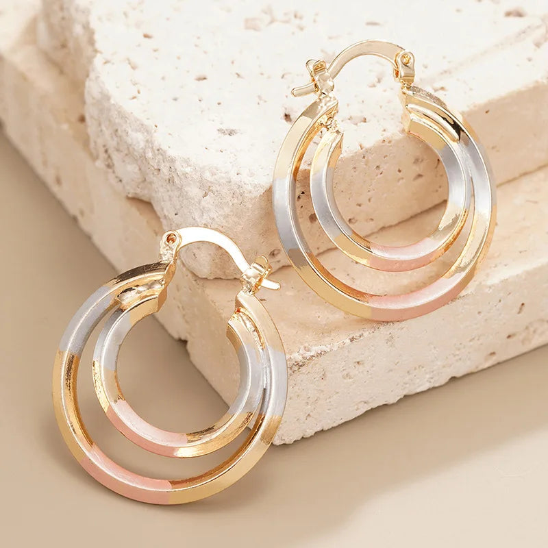 Elegant Gold Hoop Earrings - Multicolor Women's Fashion Jewelry