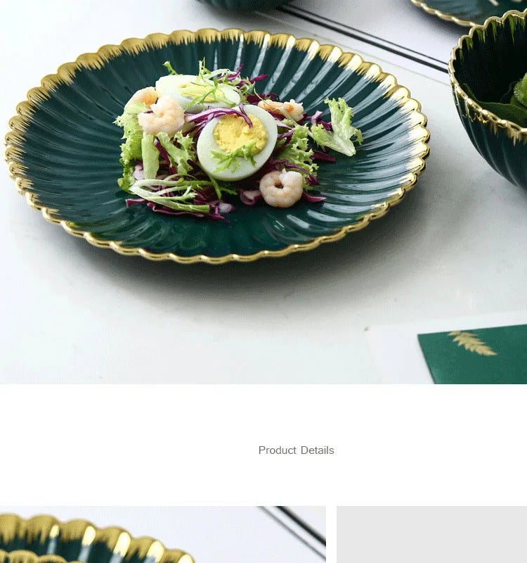 Elegant Vintage Ceramic Dinnerware Set - Gold Rim Design
