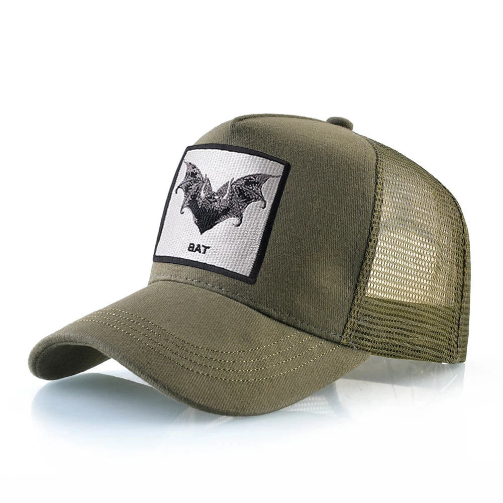 Bat Embroidery Baseball Cap - Premium Snapback Trucker Hat