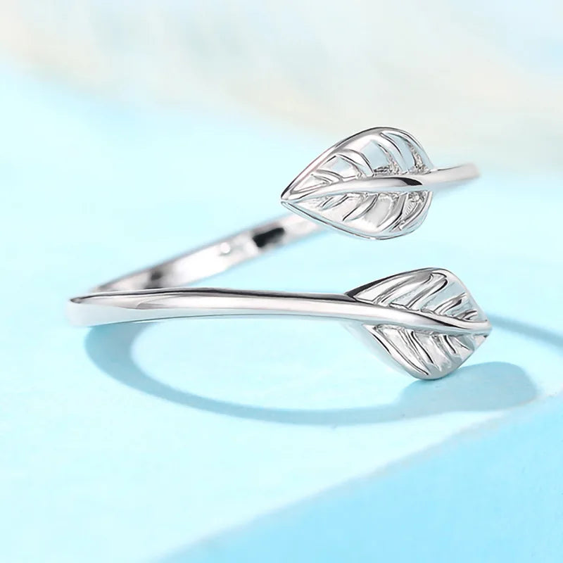 Premium Adjustable Leaf Ring - 925 Silver Plated Unisex Jewelry