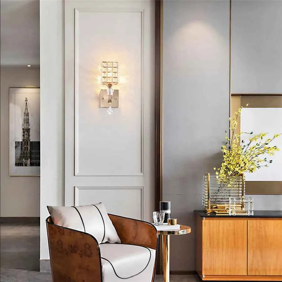 Luxury Crystal Bedside Wall Light Fixture - Elegant Home Decor