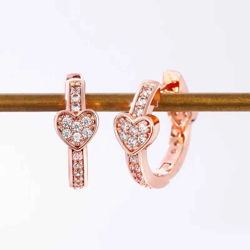 Rose Gold Heart Cut Diamond Earrings for Women Everyday Wear Natural Diamond Studs Rose Gold Plated Jewelry