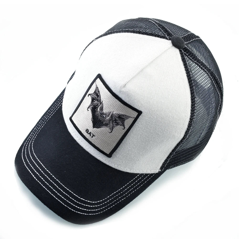 Bat Embroidery Baseball Cap - Premium Snapback Trucker Hat