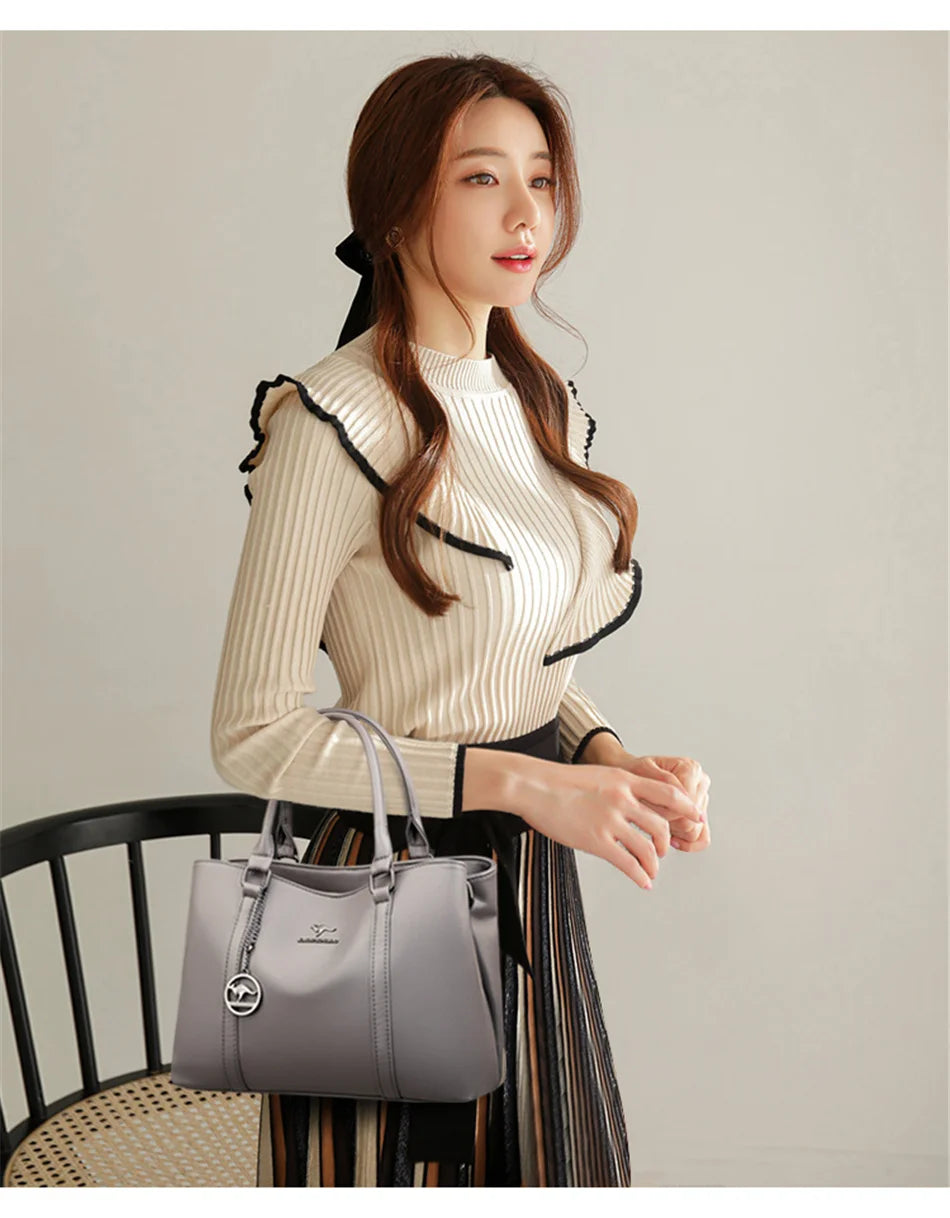 Luxury Leather Shoulder Bag - Elegant Crossbody Tote