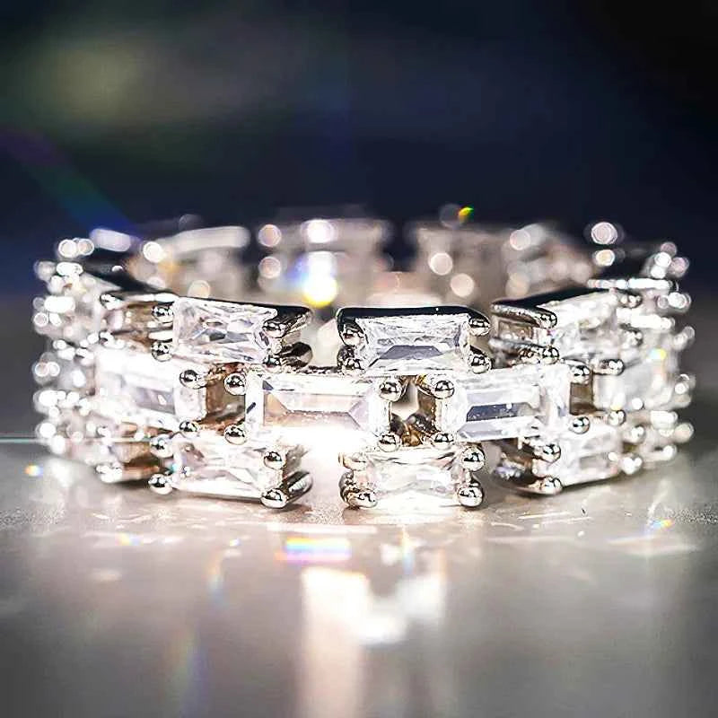 Emerald cut diamond ring - white gold setting with D color natural diamond