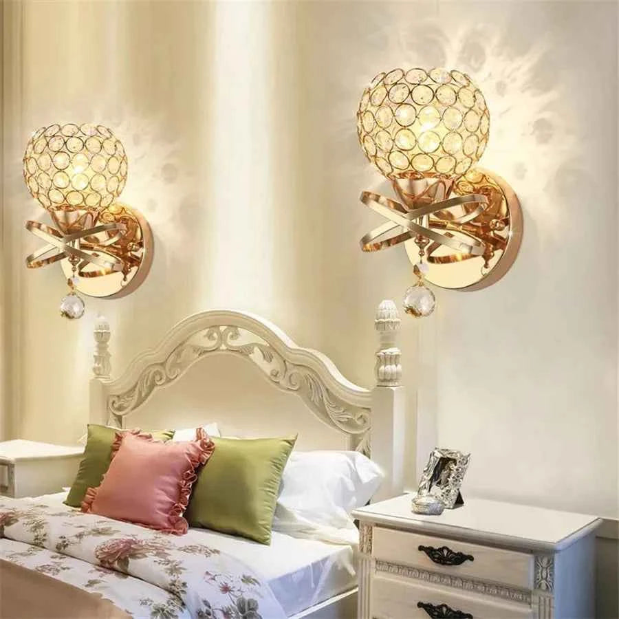 Luxury Crystal Bedside Wall Light Fixture - Elegant Home Decor